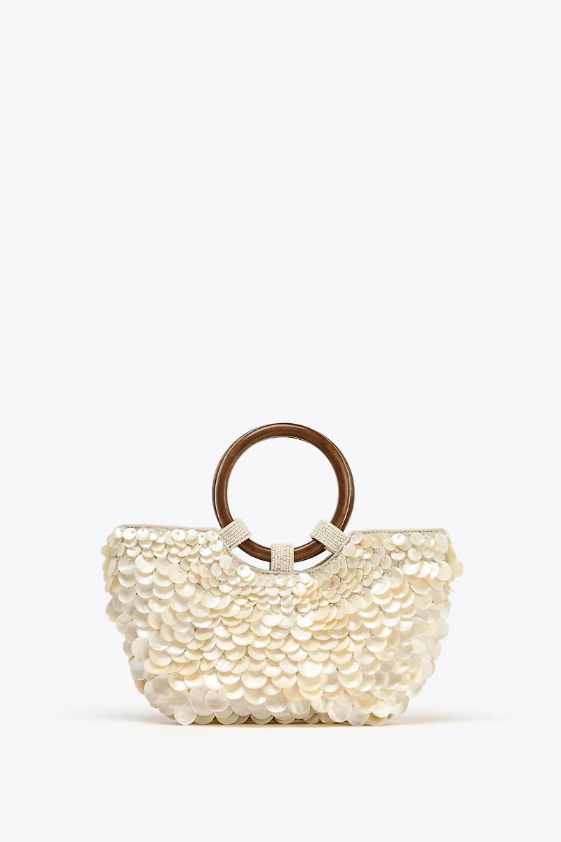 FAUX MOTHER-OF-PEARL APPLIQUÉ BAG