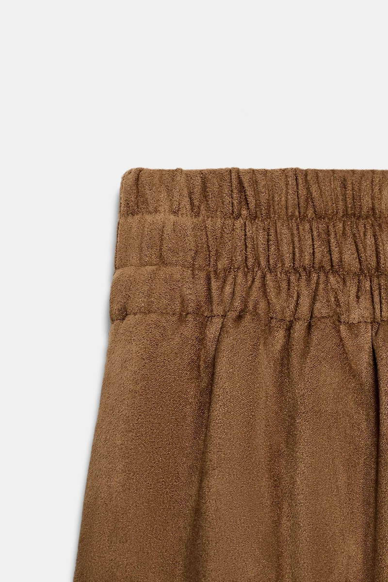 FAUX SUEDE WIDE LEG PANTS