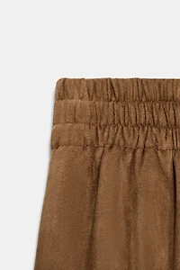 FAUX SUEDE WIDE LEG PANTS