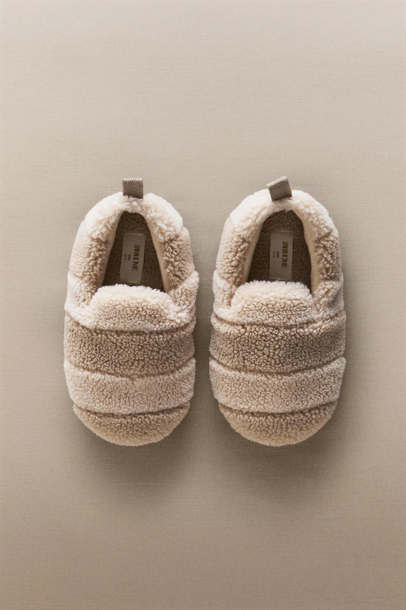 KIDS FAUX SHEARLING SLIPPERS