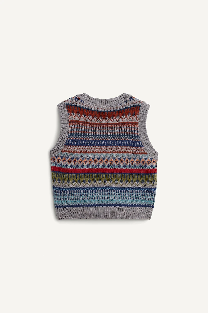 LIMITED EDITION WOOL BLEND GREEK KEY KNIT VEST