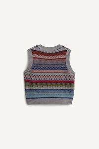 LIMITED EDITION WOOL BLEND GREEK KEY KNIT VEST