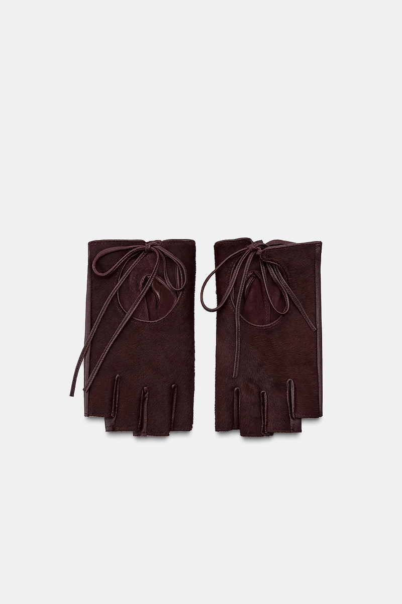 MITAINES EN CUIR EFFET FOURRURE