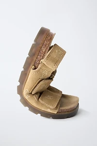 FISH PRINT LEATHER SANDALS