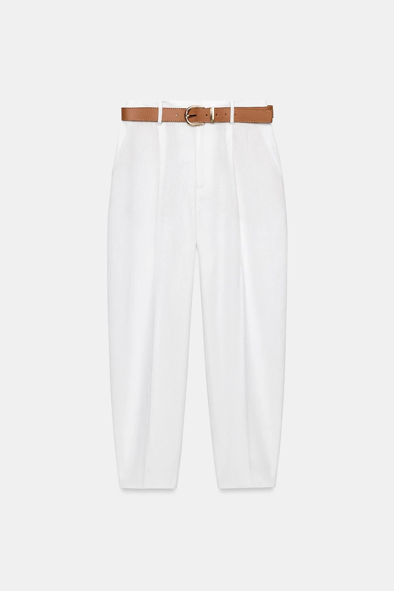 LINEN BELTED PANTS