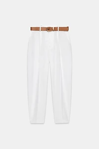 LINEN BELTED PANTS