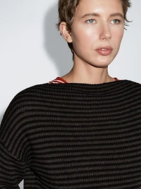100% wool striped knit sweater