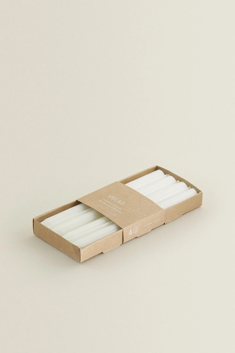 PACK BOUGIES LONGUES DÉCORATIVES CYLINDRIQUES (PACK DE 4)