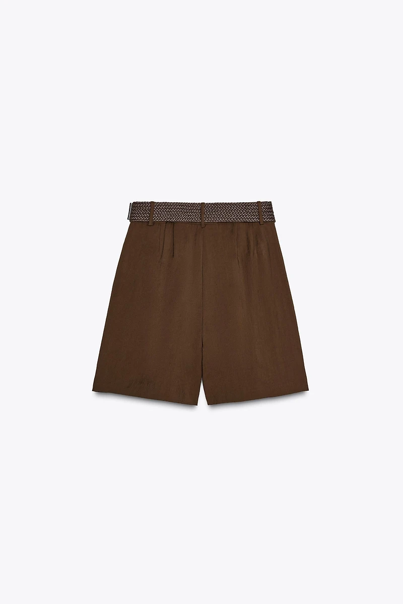 PLEATED BELT SHORTS