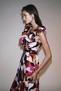 ROBE MIDI EN POPELINE IMPRIMÉE
