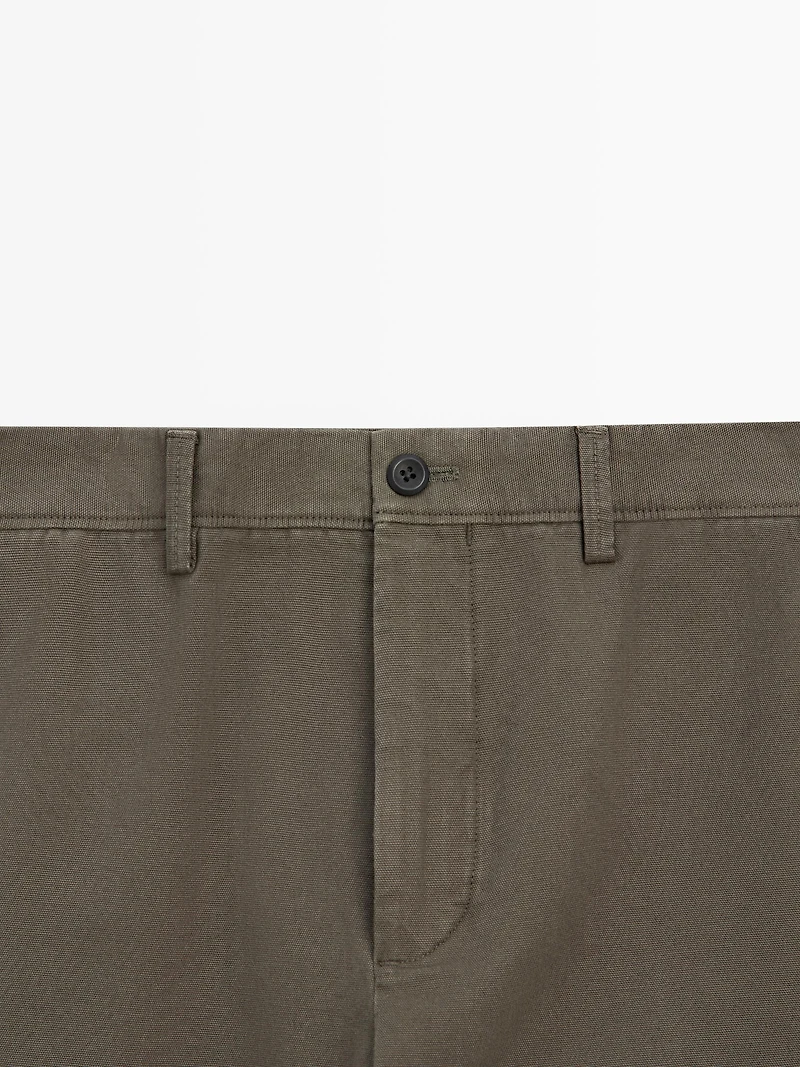Pantalon tapered fit coton