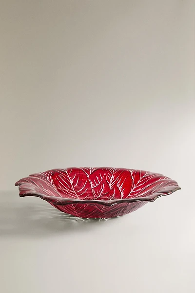 CHRISTMAS FLOWER GLASS SERVING DISH