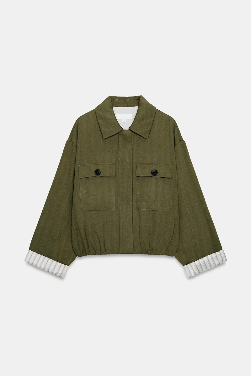 SHORT JACKET WITH ROLLED-UP SLEEVES