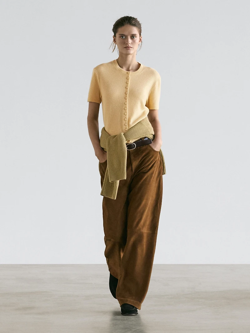 Cardigan à manches courtes 100 % laine