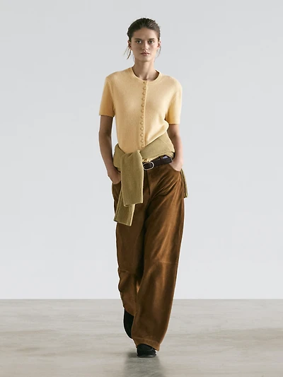 Cardigan à manches courtes 100 % laine