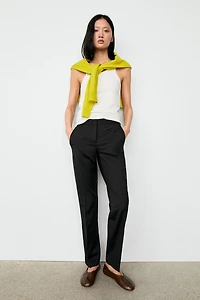 100% cold wool straight-leg pants