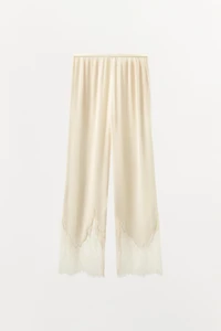 SATIN EFFECT LACE PANTS