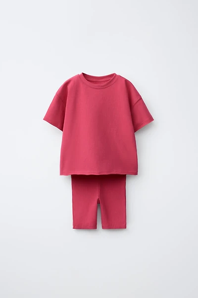 ENSEMBLE T-SHIRT ET LEGGING CYCLISTE CÔTELÉ