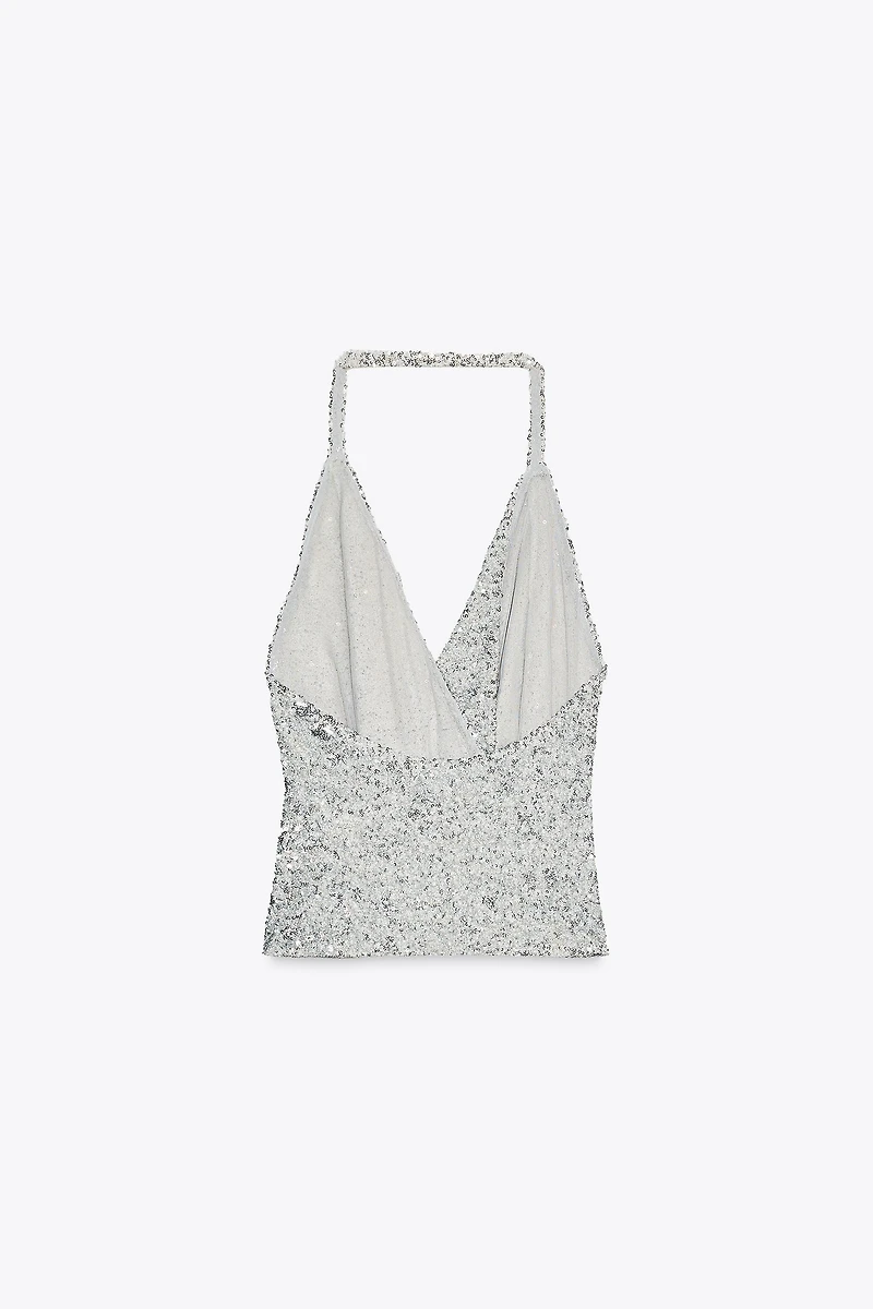 RUCHED SEQUIN TOP