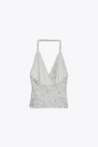 RUCHED SEQUIN TOP