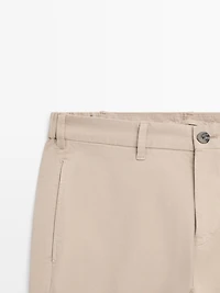 Cotton blend slim fit trousers