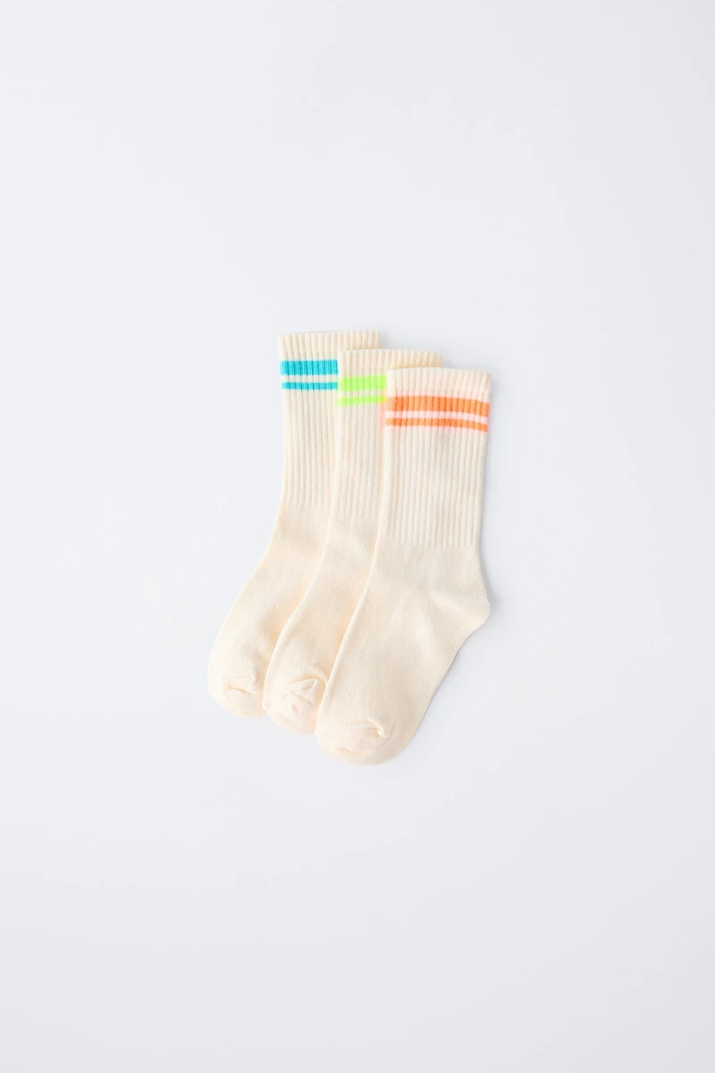 THREE-PACK OF STRIPED LONG SOCKS