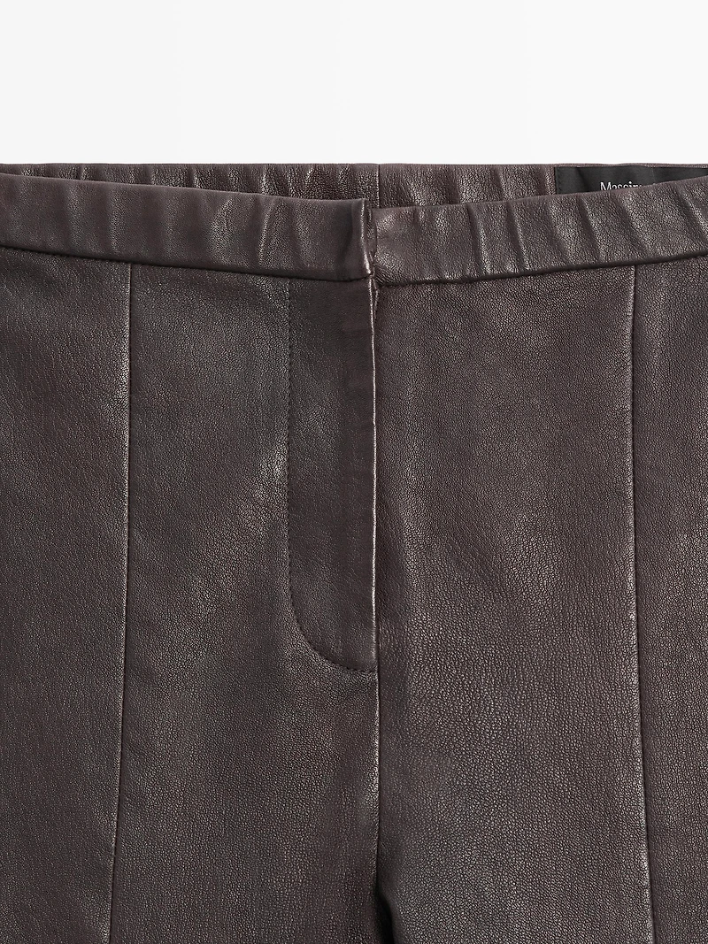 Nappa leather leggings with elasticated detail