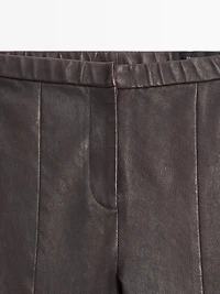 Nappa leather leggings with elasticated detail