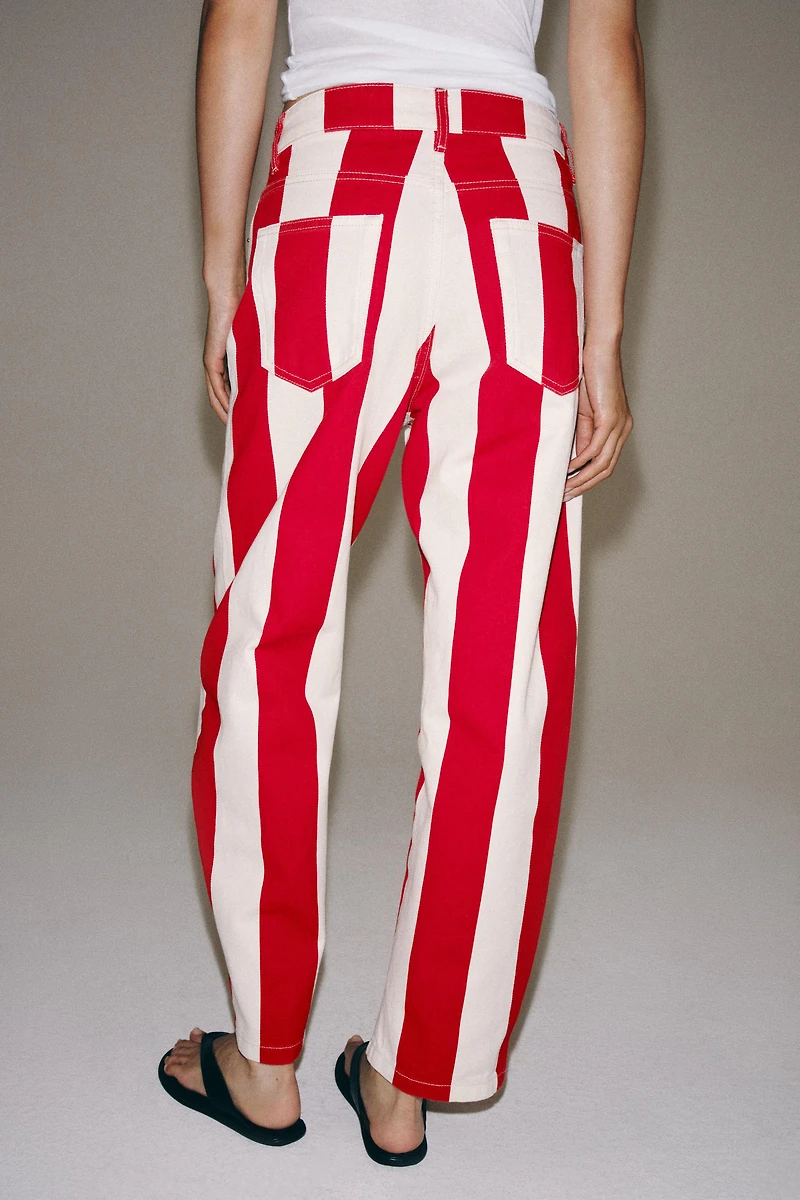 ZW COLLECTION MID-RISE TAPERED STRIPE JEANS