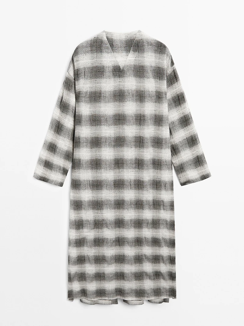 Long check tunic dress