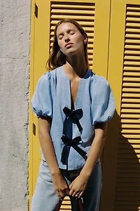LINEN TIE BLOUSE