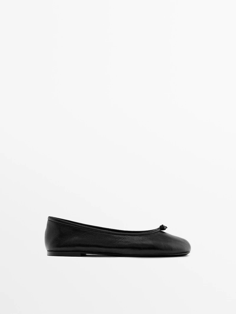Leather ballet flats with knot