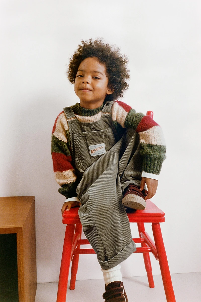 CORDUROY OVERALLS WITH LABEL