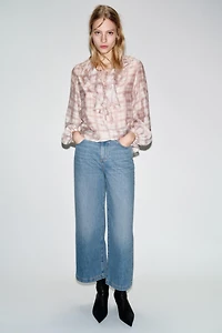 PLAID RUFFLED BLOUSE