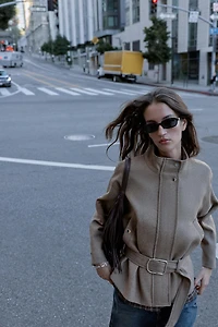 BELTED WOOL BLEND SHORT COAT