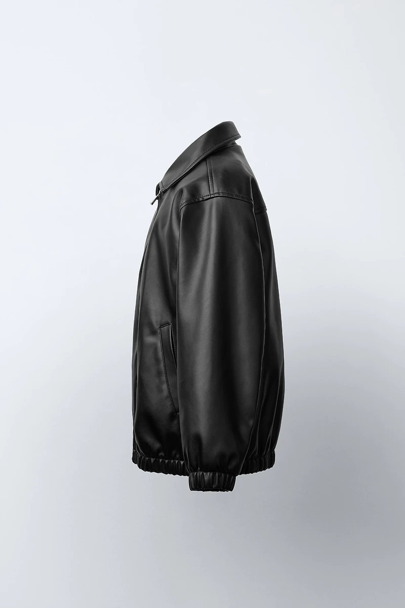 FAUX LEATHER BOMBER JACKET