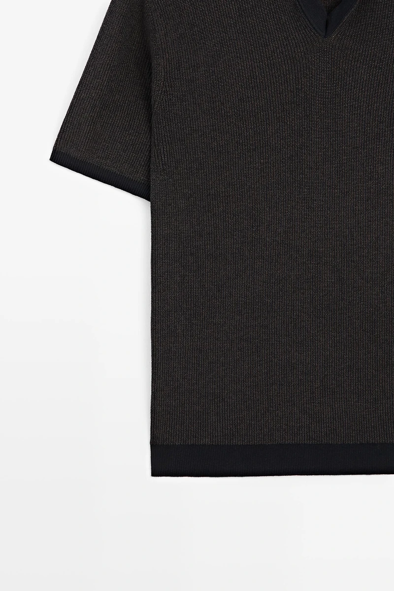 Pull polo en maille 100 % coton