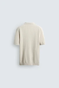 RIBBED KNIT POLO SHIRT