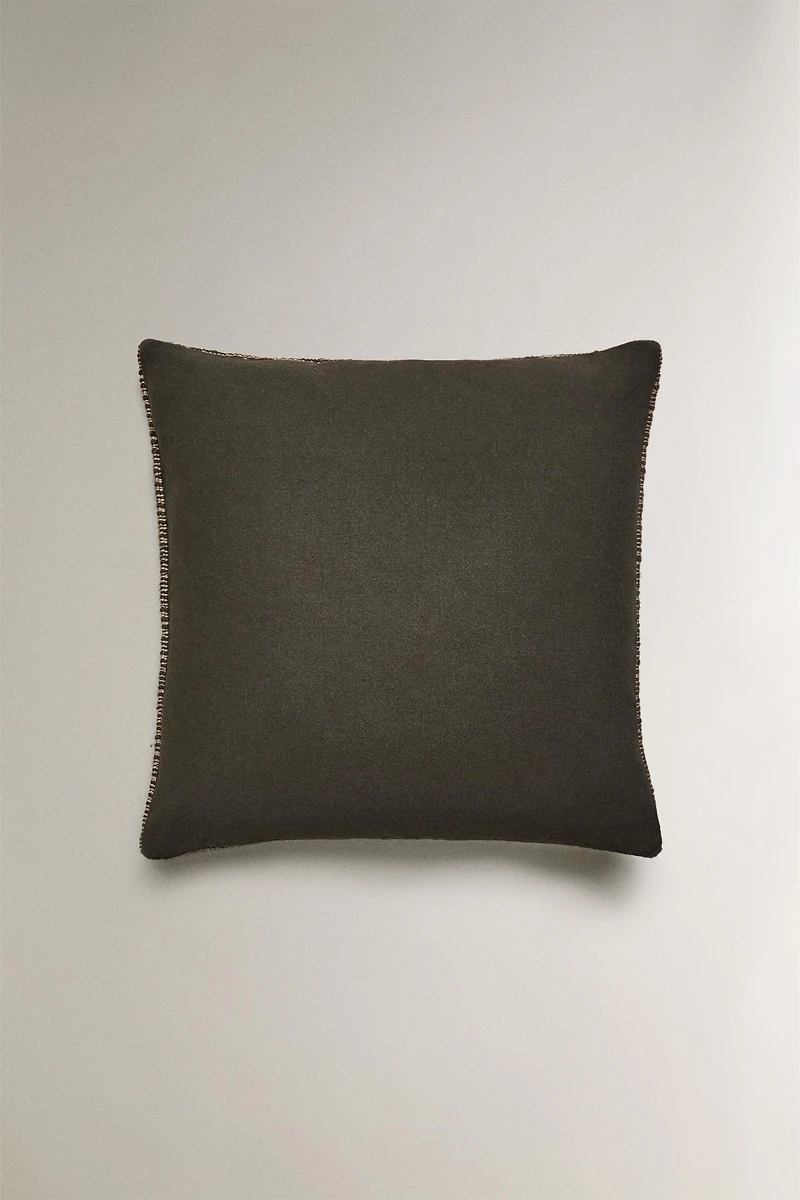 COTTON AND WOOL THROW PILLOW COVER