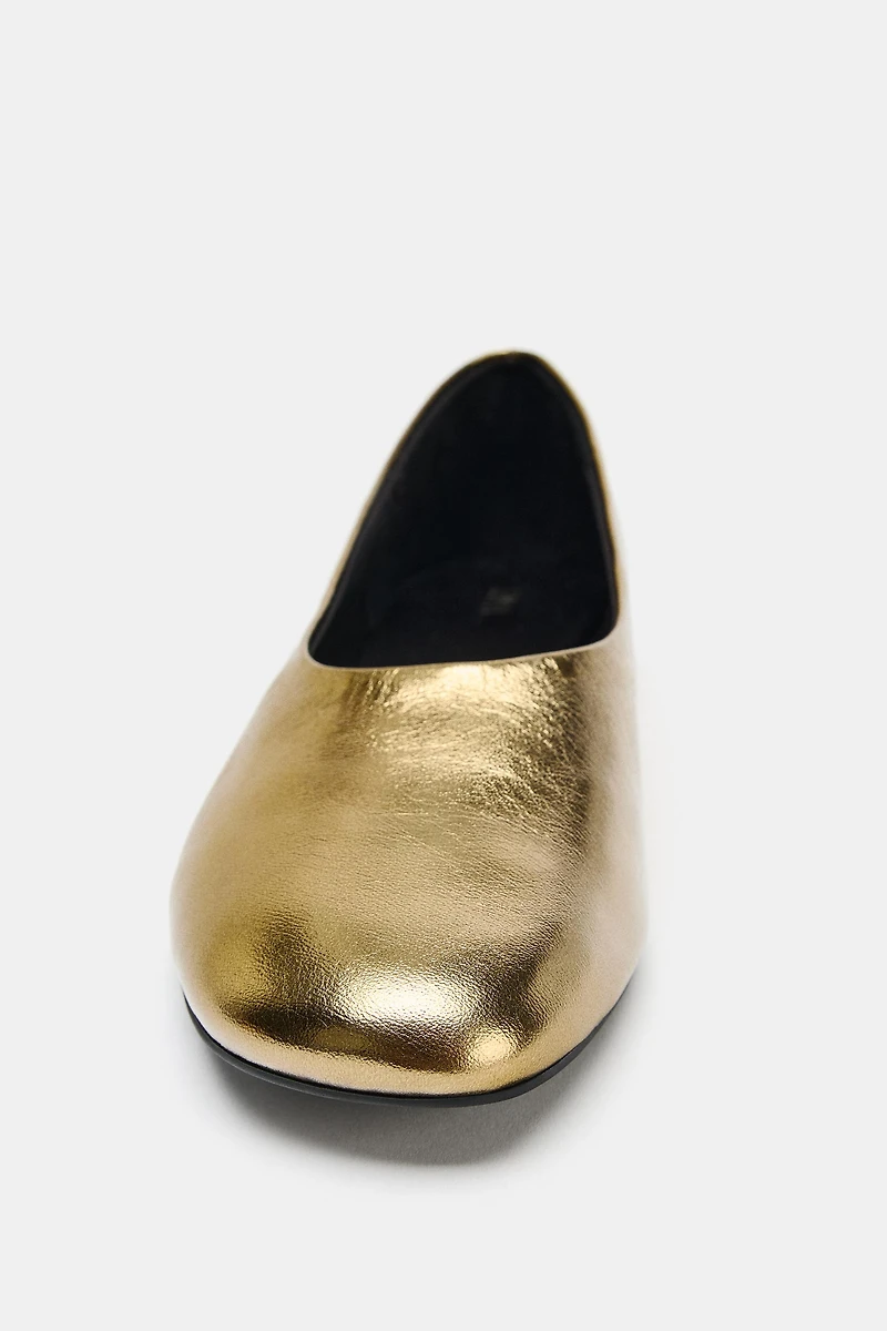 BALLERINES EN CUIR MÉTALLISÉ
