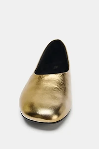 BALLERINES EN CUIR MÉTALLISÉ