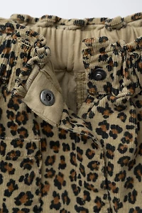 FINE-WALED CORDUROY ANIMAL PRINT SKIRT