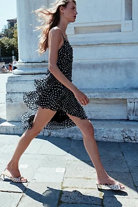 DRAPED POLKA DOT DRESS