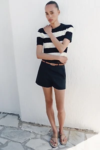 HIGH-WAISTED BELTED SHORTS