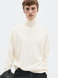 Knit wool and cashmere sweater with high neck - LIMITED