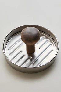 STEEL AND WOOD HAMBURGER PRESS