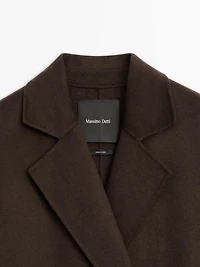 Long double-breasted wool blend coat