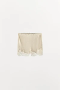 SATIN EFFECT LACE PAJAMA SHORTS