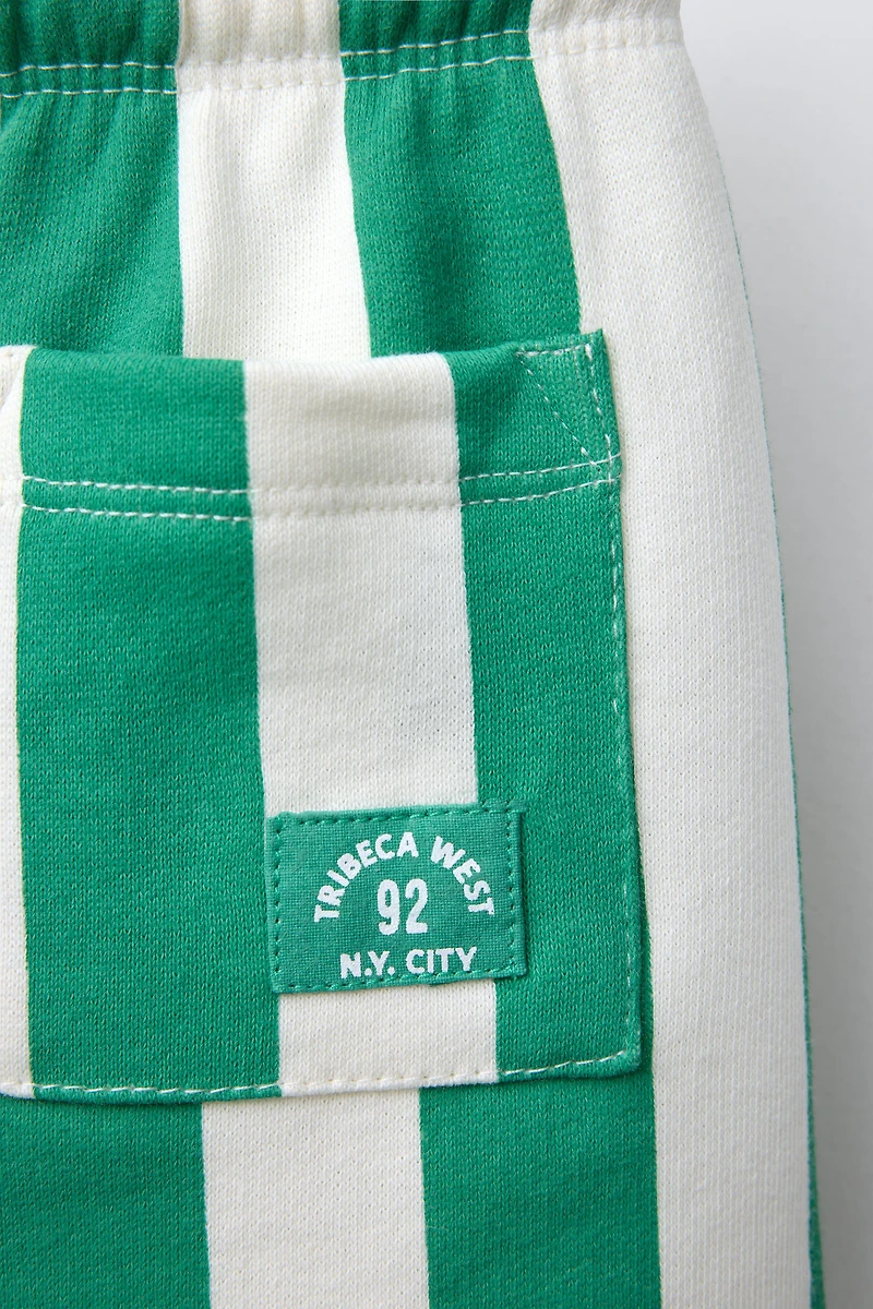 BERMUDA EN MOLLETON STRAIGHT À RAYURES