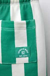 BERMUDA EN MOLLETON STRAIGHT À RAYURES